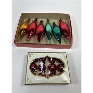 Lot 12 Red Vtg Mercury Glass And Assorted Torpedo Bulbs 6 Poland Shiny Bright